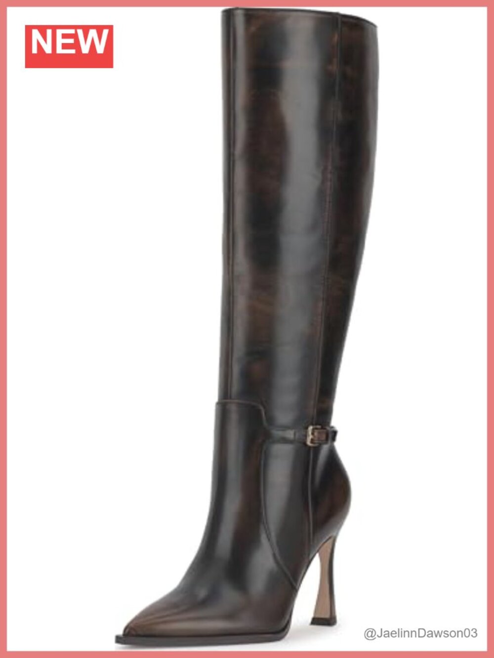 Knee High Stiletto Heel Leather Zip Boots